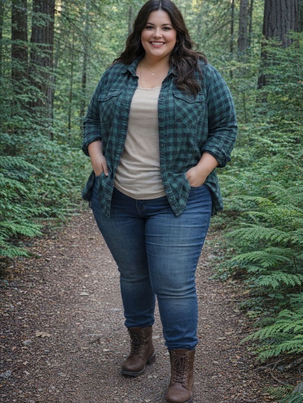 Torrid Green Plaid Long-Sleeve Shirt - Casual Button-Up Women's Plus Size 4XL